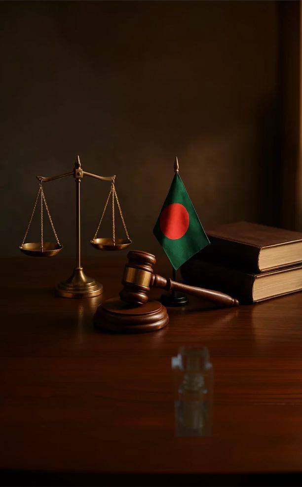 ন্যায়বিচারের দাঁড়িপাল্লা ও বাংলাদেশের পতাকা